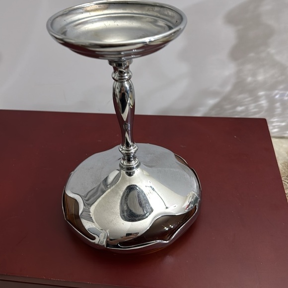 Farber Brothers Amber glass and chrome tall compote - Picture 5 of 5